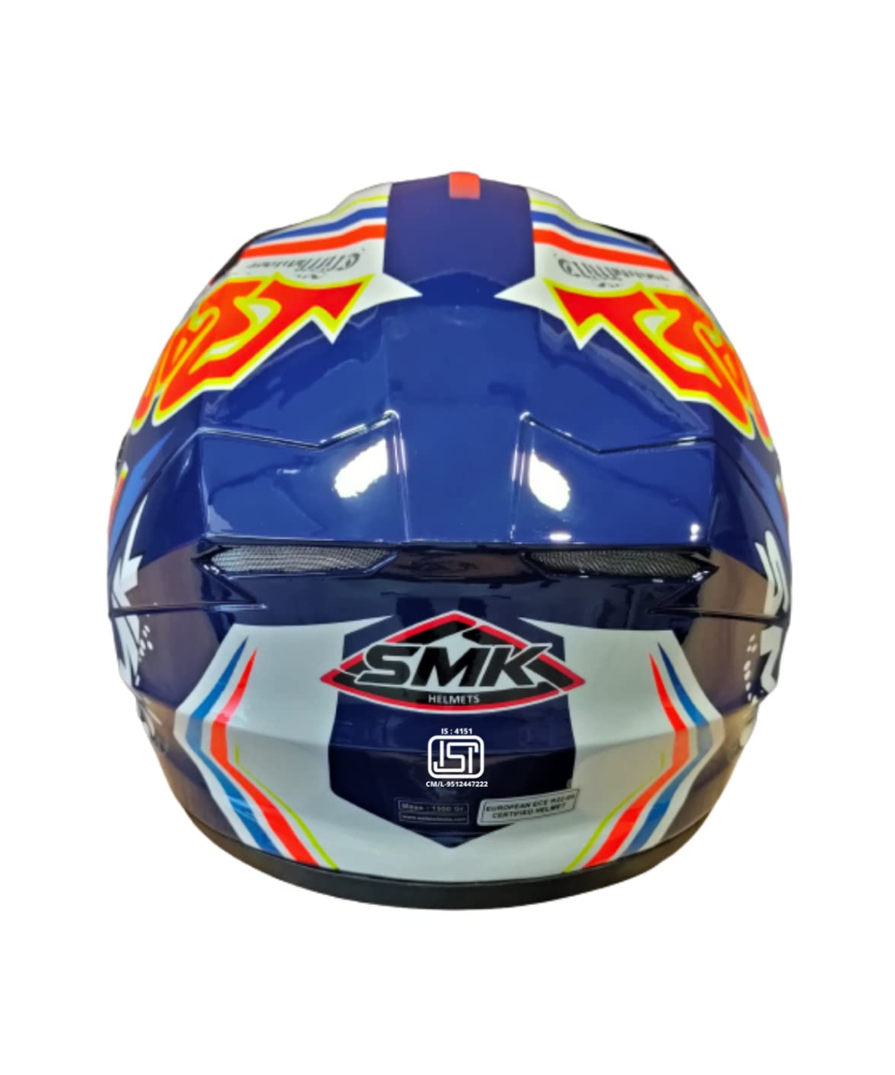 SMK Stellar Graffiti Blue Red Orange Gloss (GL537) Helmet - SMK