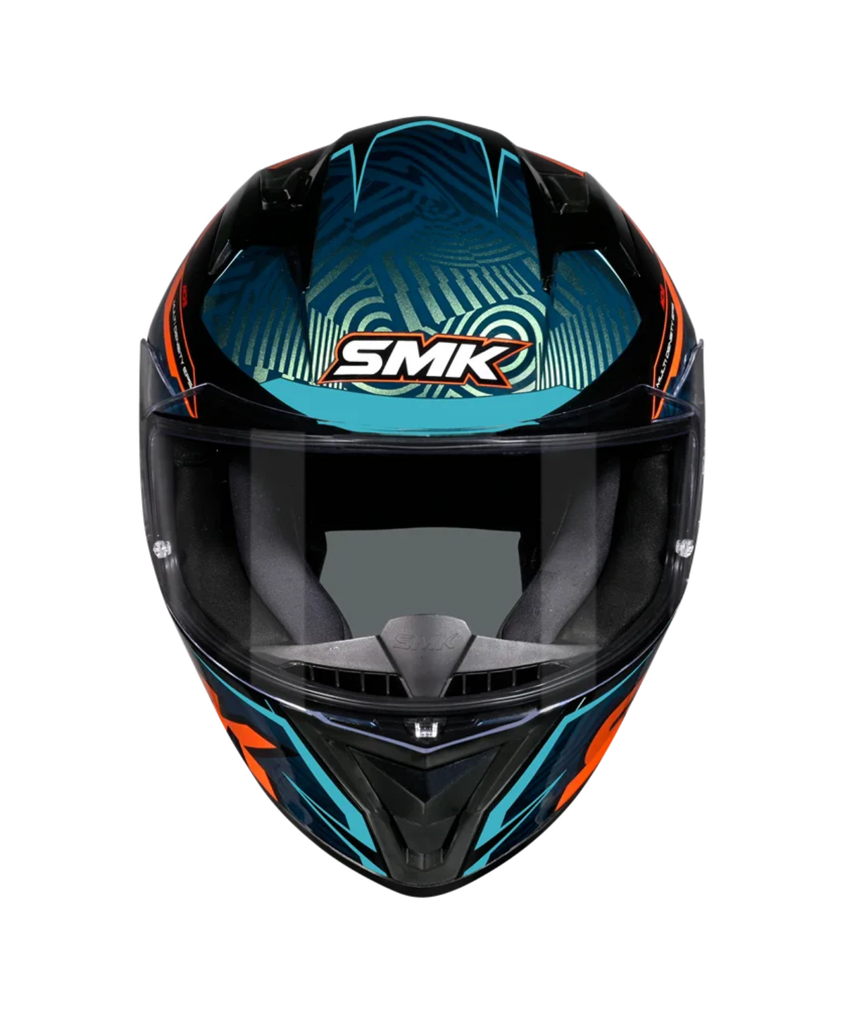 SMK Stellar Fury GRPS GL257C Full Face Helmet - Gloss Black Blue Orange - SMK