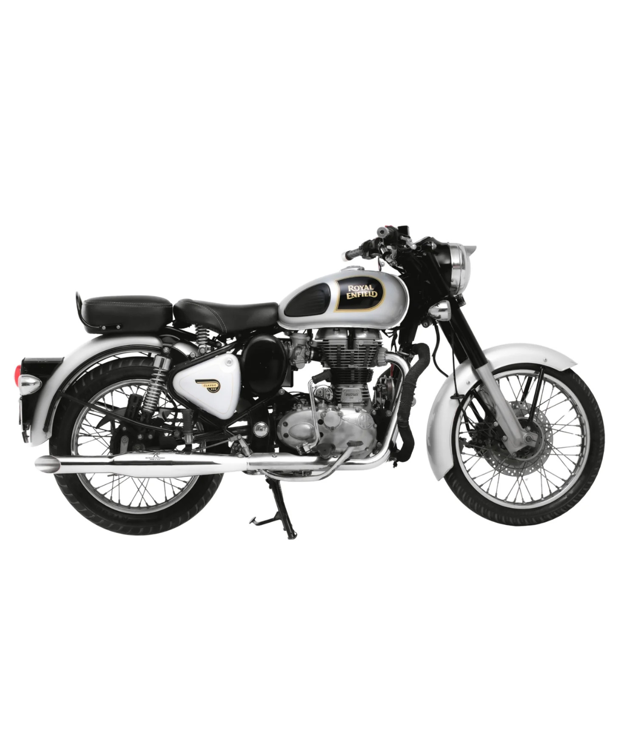 Red Rooster Performance Rumbler Exhaust for Bullet 350 / 500 / Royal Enfield Classic 350/ 500 / Thunderbird / Standard 350 and 500 - Silver Polish