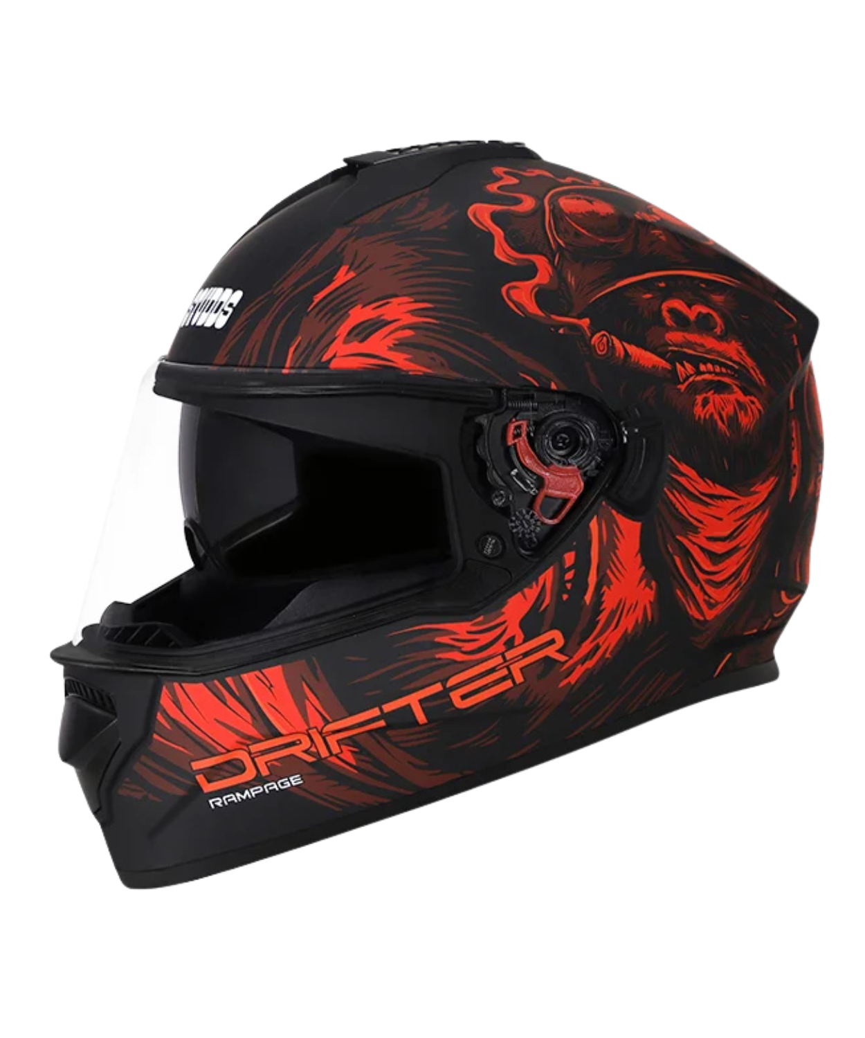 Studds Drifter D3 Rampage Decor Graphics Helmet - Matt Black Red N2