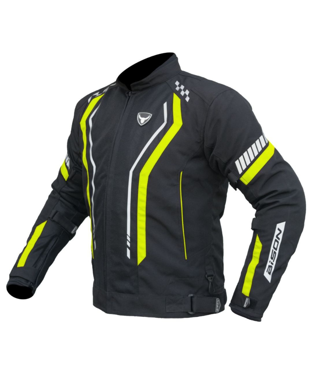 Bison ProGear Air Pro Riding Jacket - Black Hi-Viz Green
