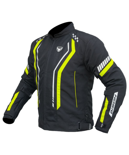 Bison ProGear Air Pro Riding Jacket - Black Hi-Viz Green
