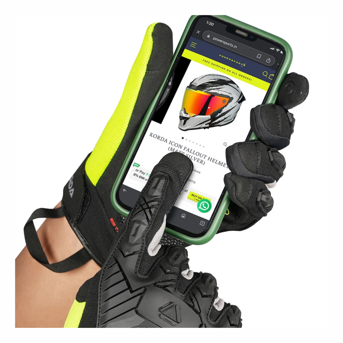 Korda Droid Riding Gloves - Fluorescent Yellow