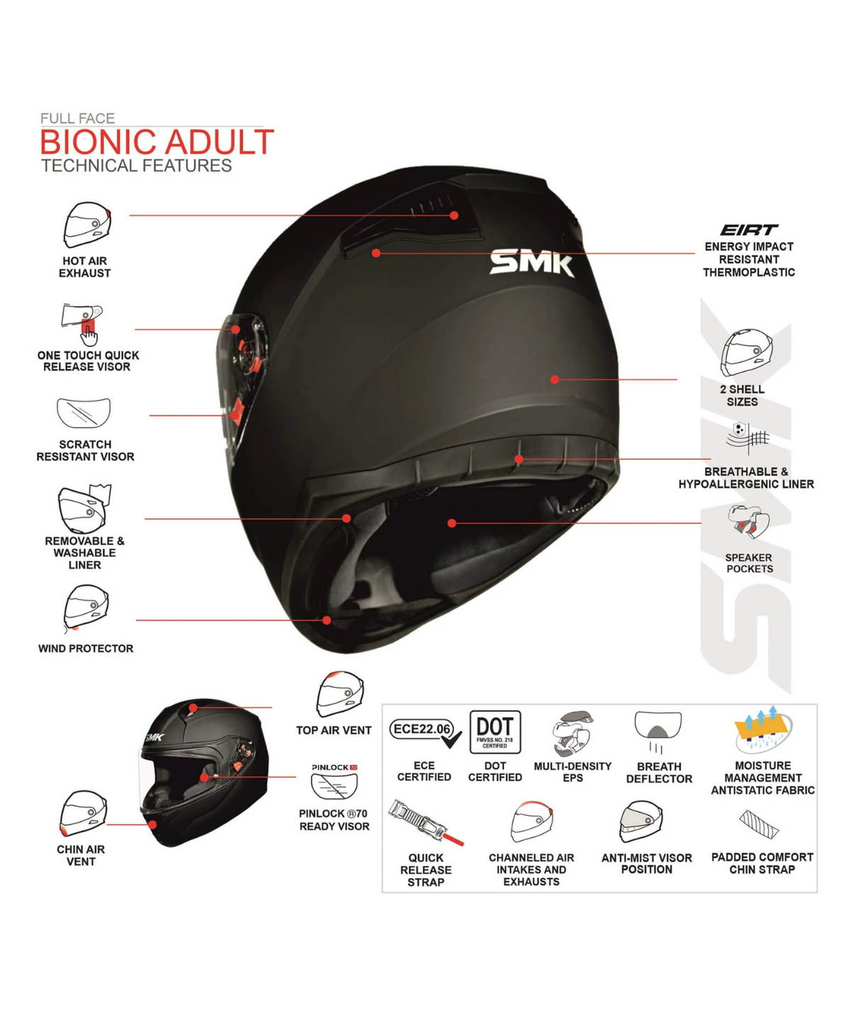 SMK Bionic Adult Aerix GL128 Helmet - Gloss Beige Black - SMK