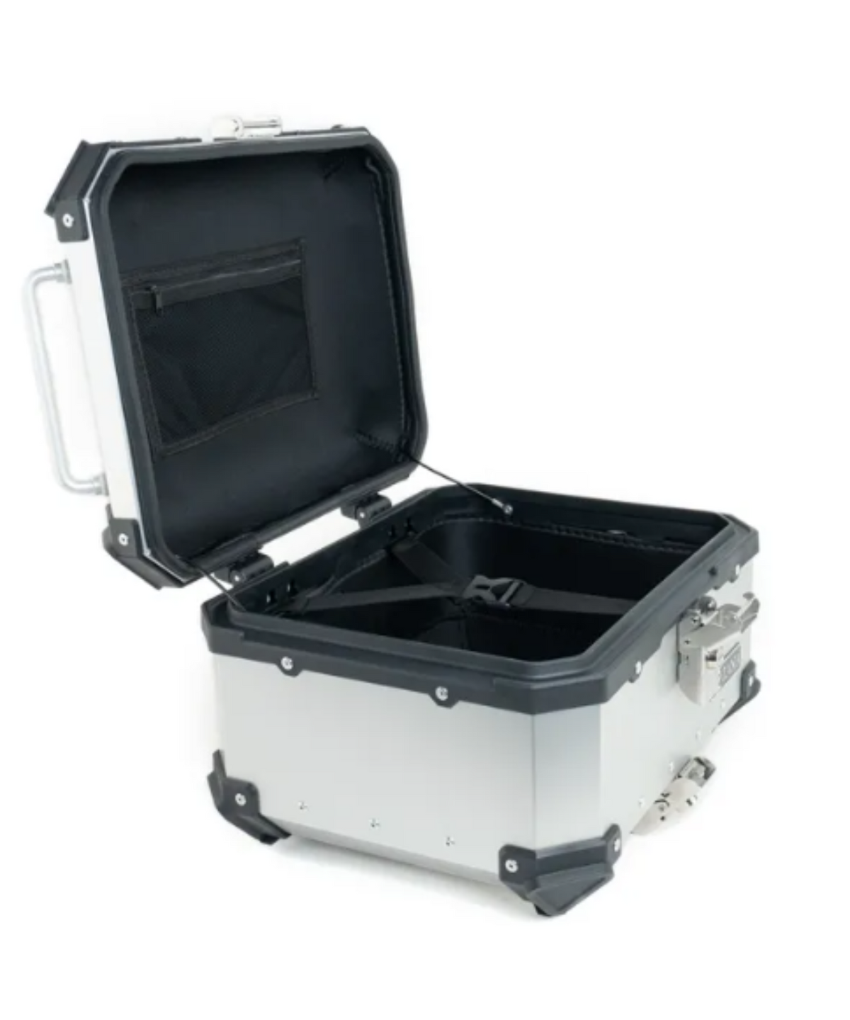 Zana Universal Aluminium L-Flat 35 L Top Box With Back Rest Cushion - Silver - ZI-TB-006 - Zana