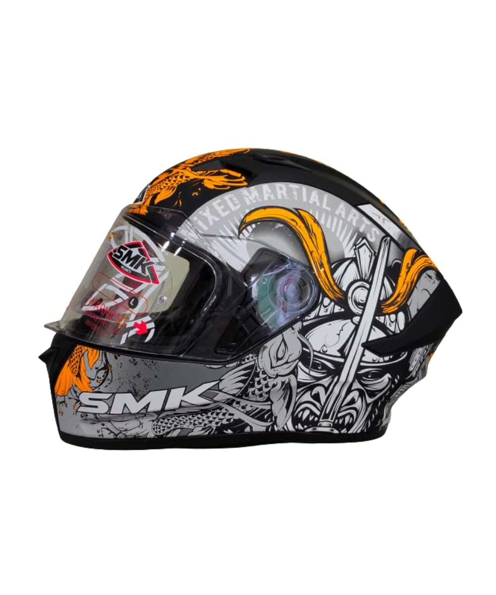 SMK Stellar Samurai Matt Black Grey Orange (MA276) Helmet - SMK