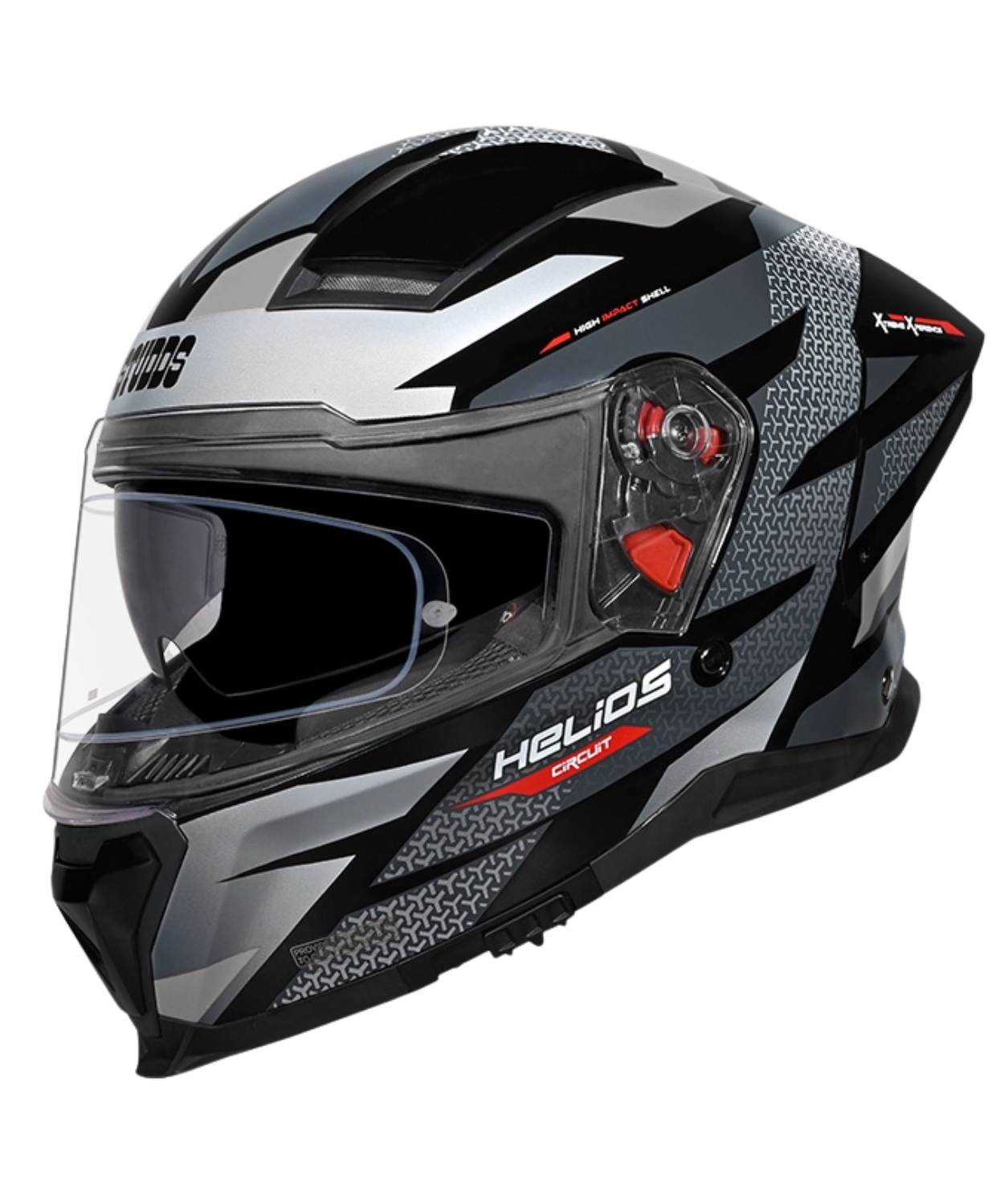 Studds Helios D2 Circuit Decor Graphics Helmet - Gloss Black Grey N4