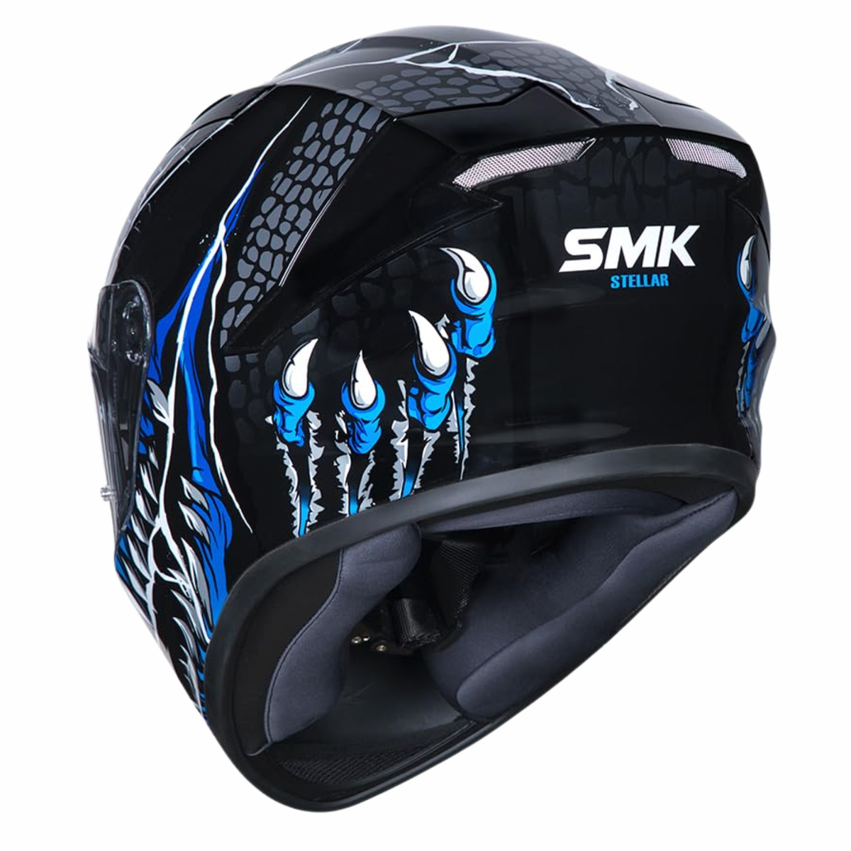SMK Stellar Sports Taotei GL265 Helmet - Gloss Black Grey Blue - SMK