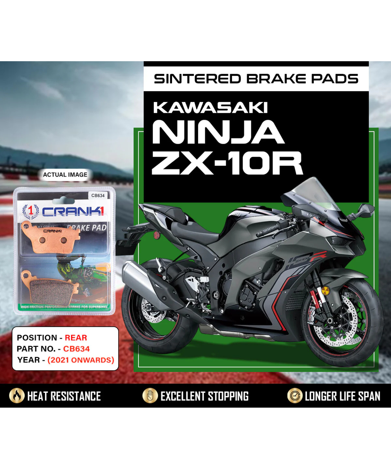 Crank1 Kawasaki Ninja ZX-10R (2021 Onwards) Sintered Brake Pads