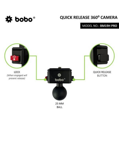 BOBO 360 Degree Camera Mount - Black - BM19H PRO