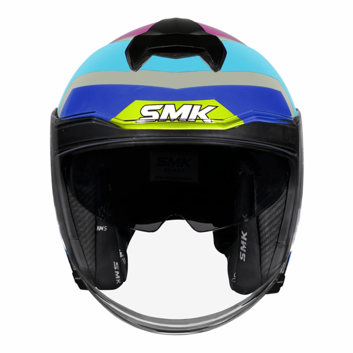SMK GTJ Rover GRPS GL659 Half Face Helmet - Gloss Grey Blue Pink - SMK