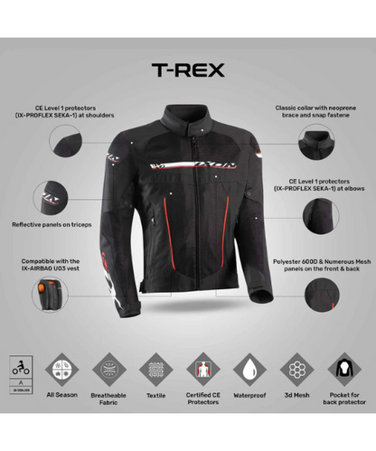 Ixon T-Rex Riding Jacket - Black White Red