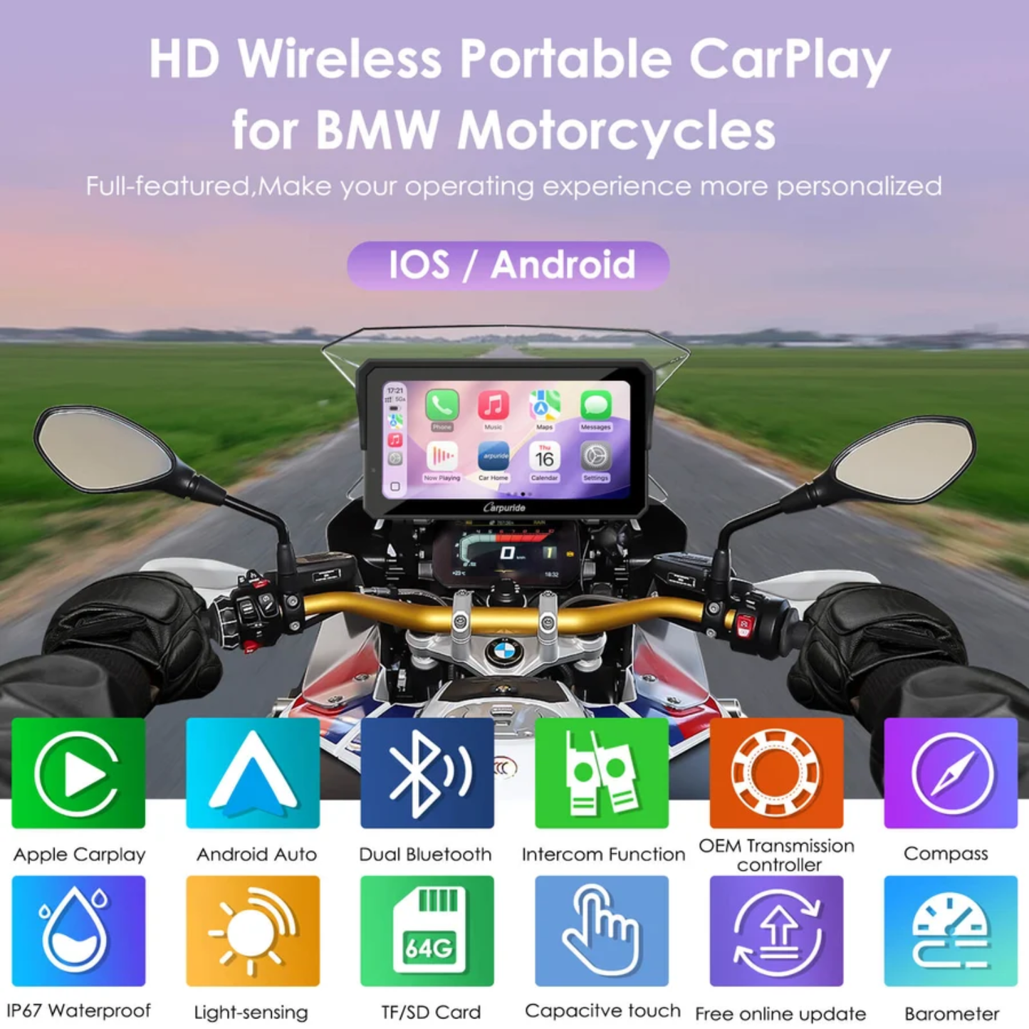 Carpuride W602BS 6-Inch BMW Motorcycle Stereo