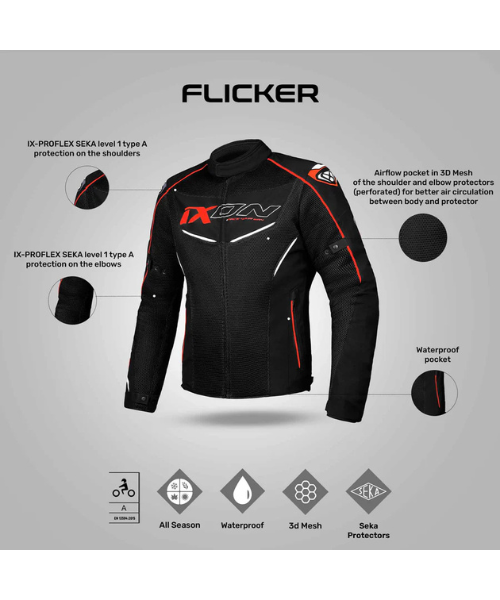 Ixon Flicker Riding Jacket - Black White Red