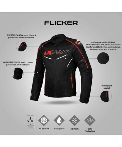 Ixon Flicker Riding Jacket - Black White Red