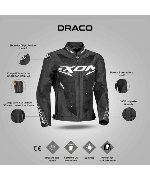 Ixon Draco Riding Jacket - Black White