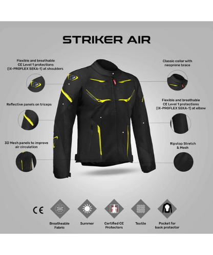 Ixon Striker Air Riding Jacket - Black Anthracite Yellow