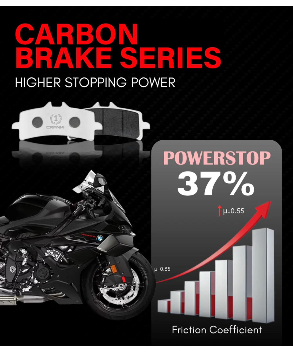 Crank1 Carbon Brake Pads for Benelli TNT 300 (2015 Onwards)