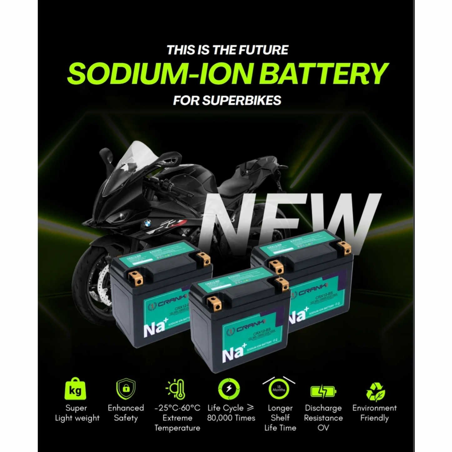 Crank1 Sodium ION Factory Activated Battery for Triumph Street Triple 765 RS (2021 Onwards) - CRX10S