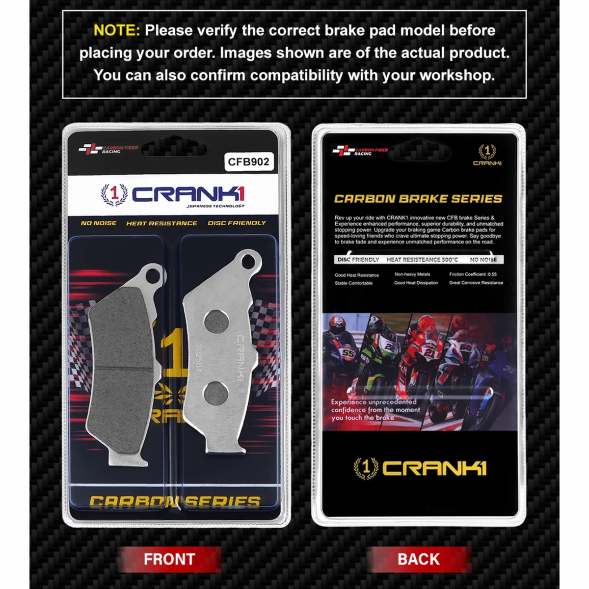 Crank1 Royal Enfield Continental GT 535 (2013-2018) Carbon Brake Pads