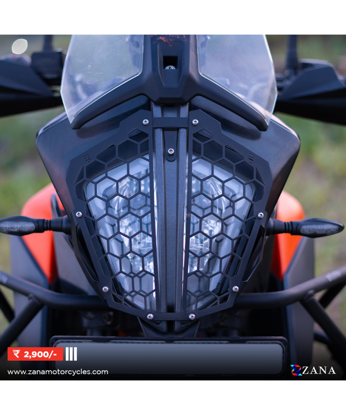 Zana KTM ADV 250 (2025) Headlight Grill Hexagonal - Black - ZI-8033 - Zana