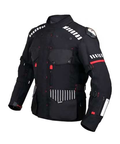 BBG Adventure Riding Jacket with Chest Guard with Liner - Black