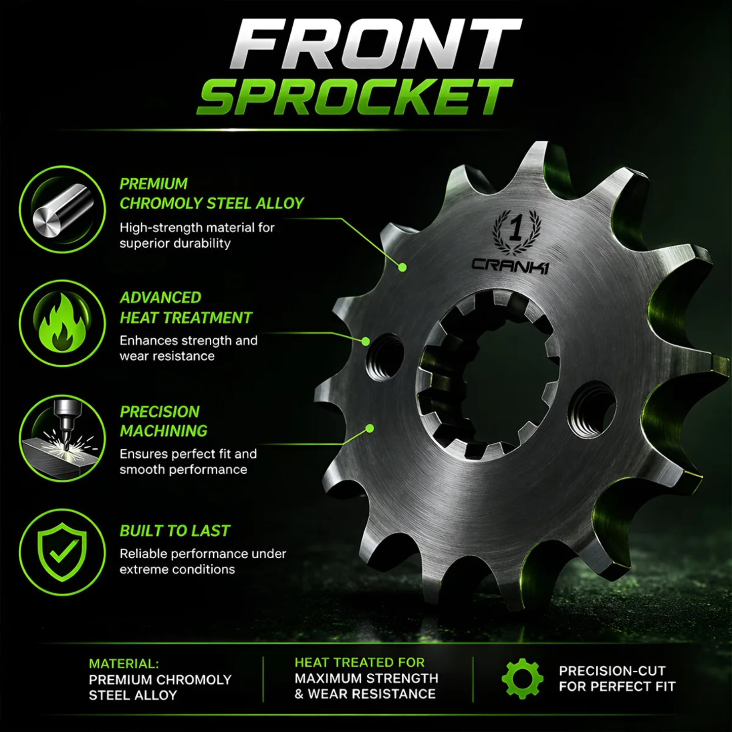 Crank1 Performance Motorcycle Sprocket Benelli TRK 502 (2017 Onwards) Pitch 525 - Chrome - CPF781.14T