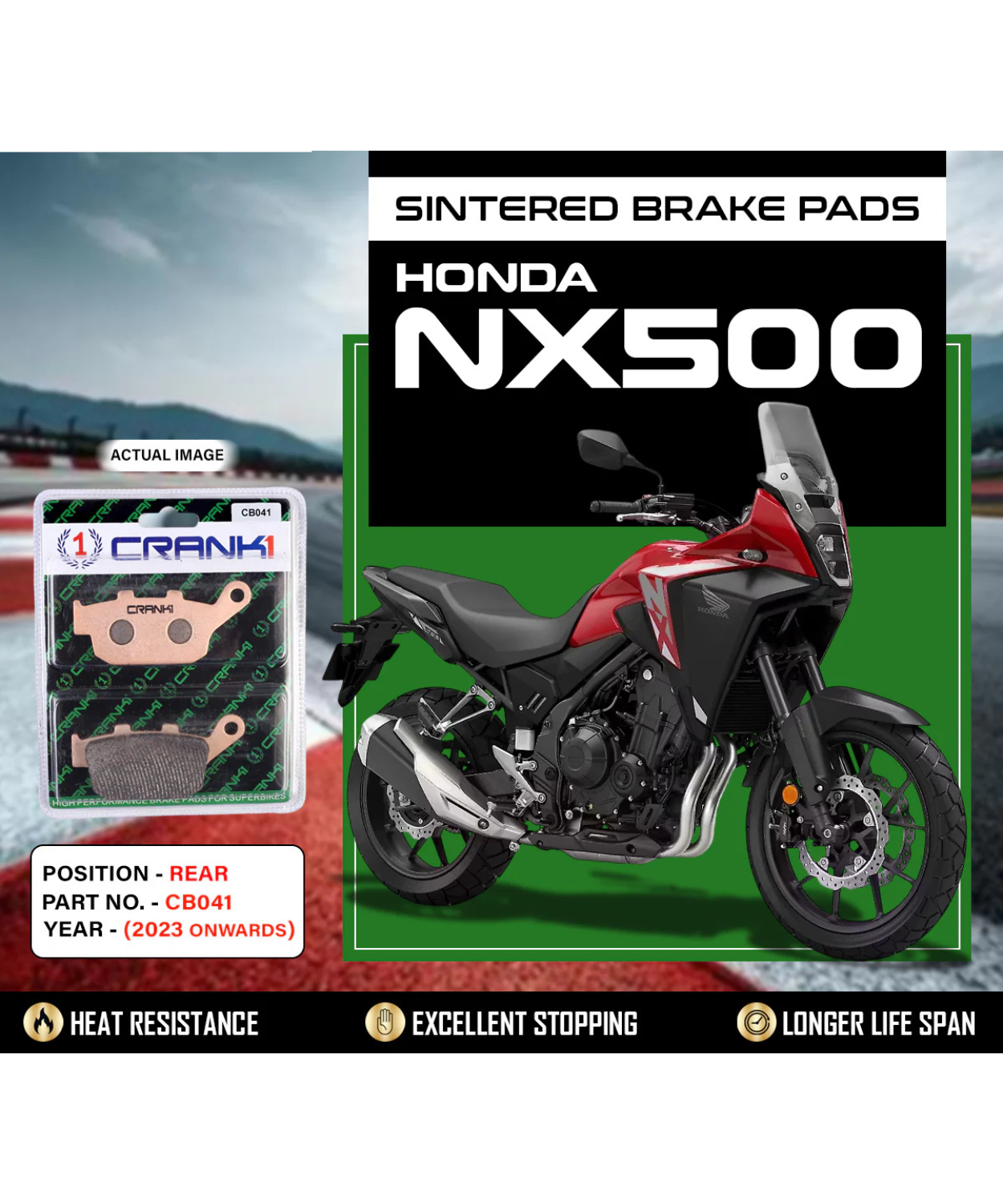 Crank1 Honda NX 500 (2023 Onwards) Sintered Brake Pads