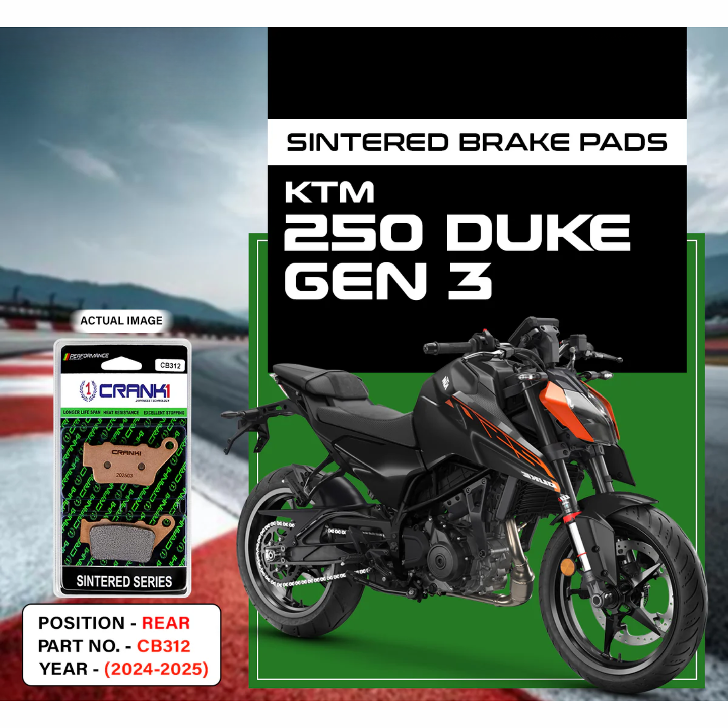 Crank1 Sintered Brake Pads for KTM 250 Duke Gen 3 (2024-2025)