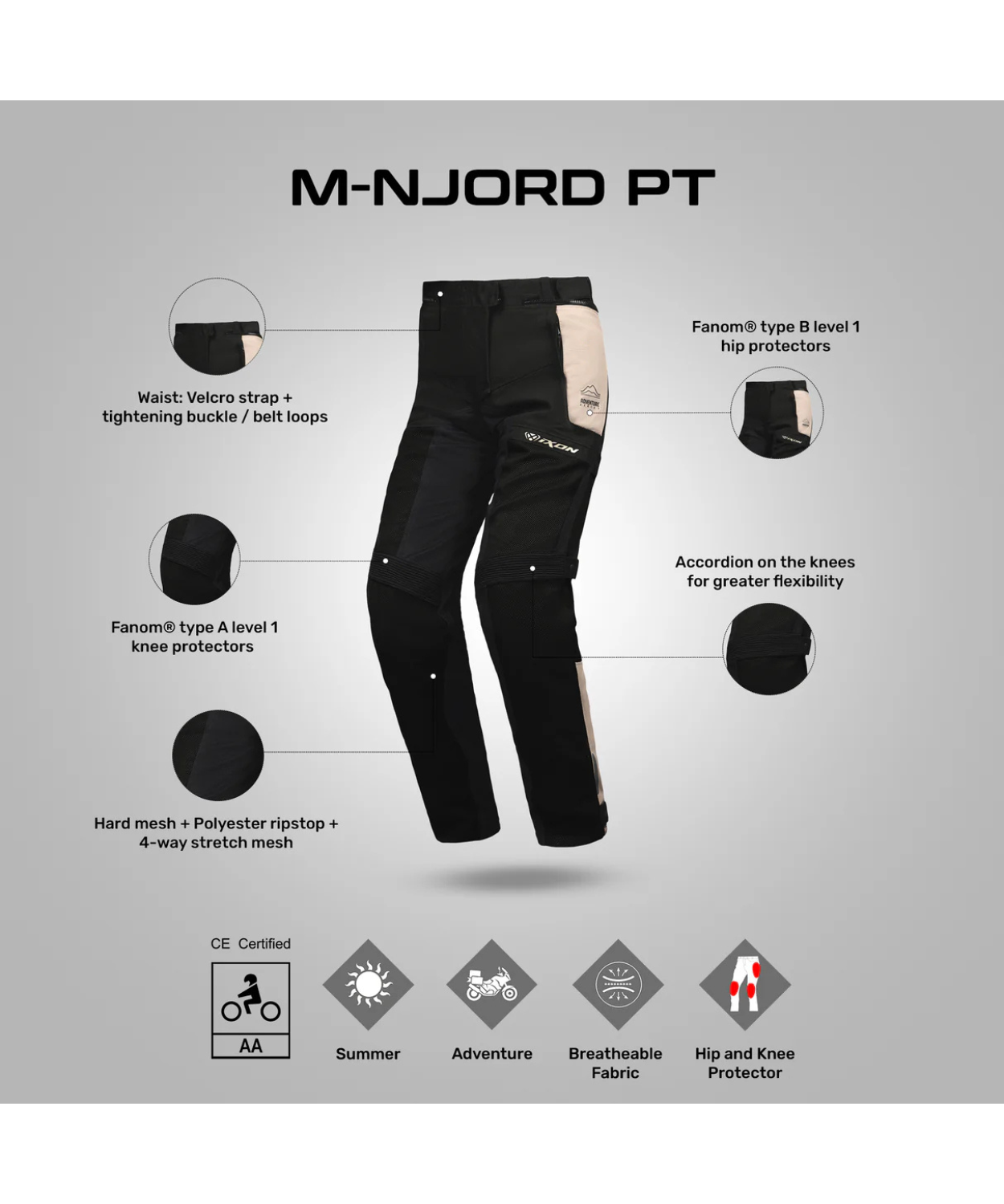 Ixon M-Njord PT Riding Pant - Black Sand