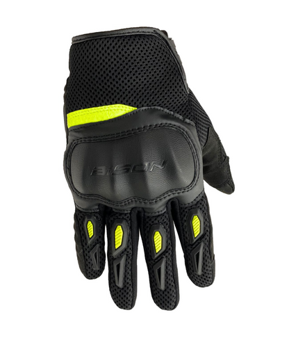 Bison ProGear Acer Riding Gloves - Black Yellow Neon