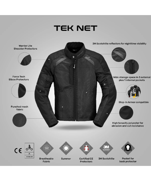 Spidi Tek Net Riding Jacket - Black