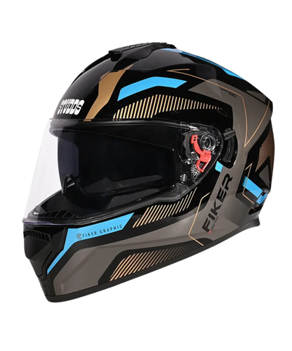 Studds Drifter D5 Fiker Decor Graphics Helmet - Gloss Black Grey N4