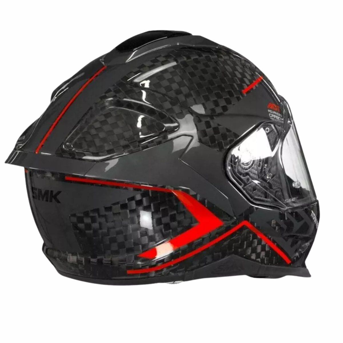 SMK Titan Carbon Nero GL263 Carbon Grey Red Helmet - SMK