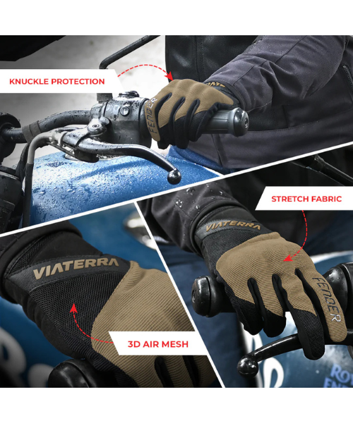 Viaterra Fender Daily Use Motorcycle Gloves - Khaki - Viaterra