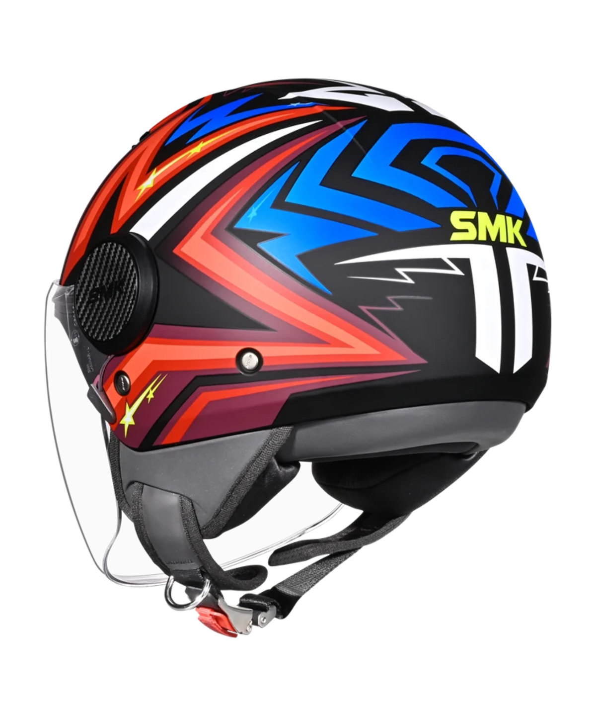 SMK Laminar Starz MA235 Half Face Helmet - Matt Black Red Blue - SMK
