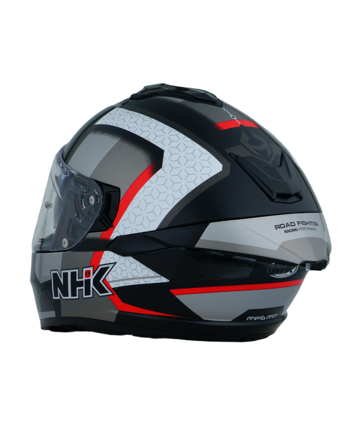 NHK K5R Retro Helmet - Gloss Black Silver Red - NHK