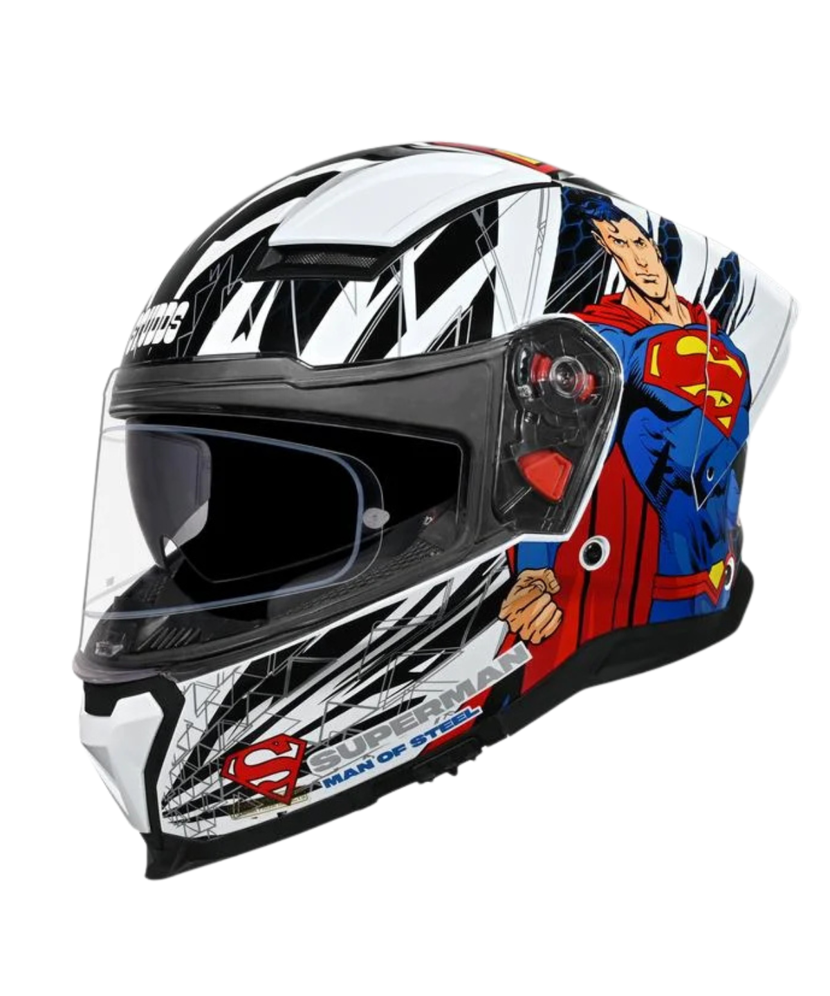 Studds Helios Superman Edition Graphics Helmet - Gloss White Blue N1 - Studds