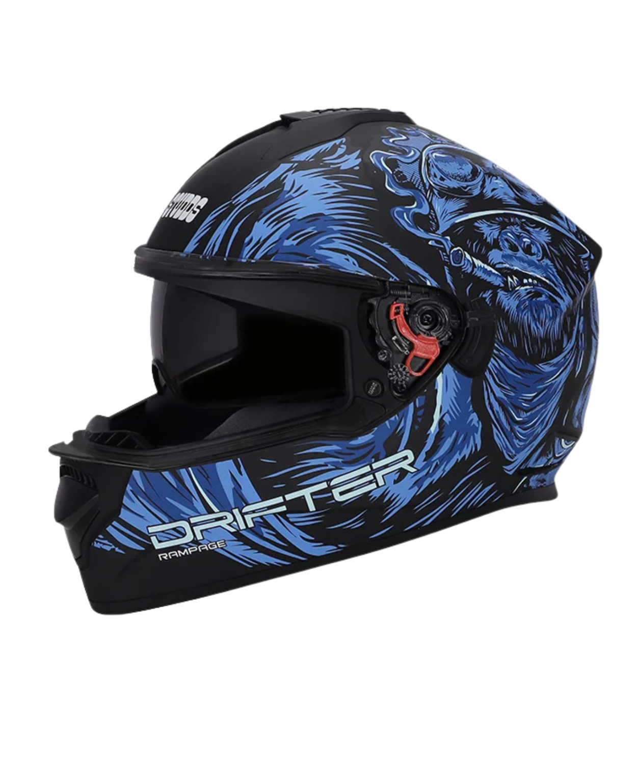 Studds Drifter D3 Rampage Decor Graphics Helmet - Matt Black Blue N1