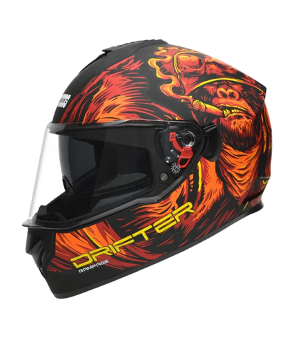 Studds Drifter D3 Rampage Decor Graphics Helmet - Matt Black Red Orange N10