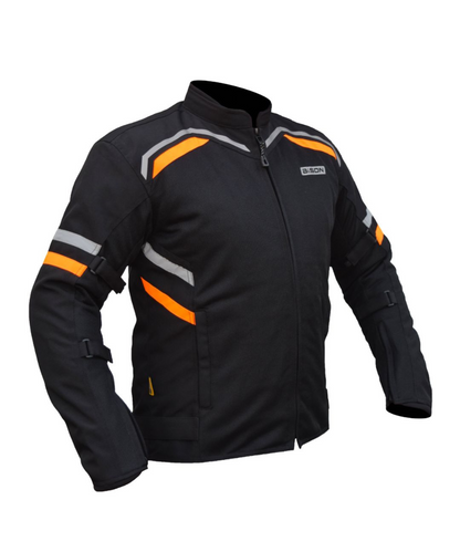 Bison ProGear Raptor V.2 Riding Jacket - Black Hiviz Orange