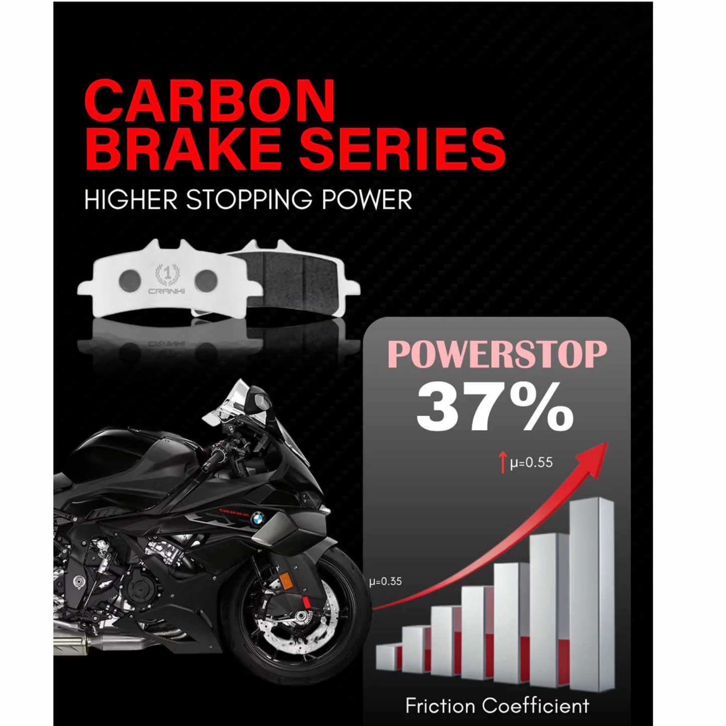 Crank1 Carbon Brake Pads for Benelli TNT 25 (2015 Onwards)