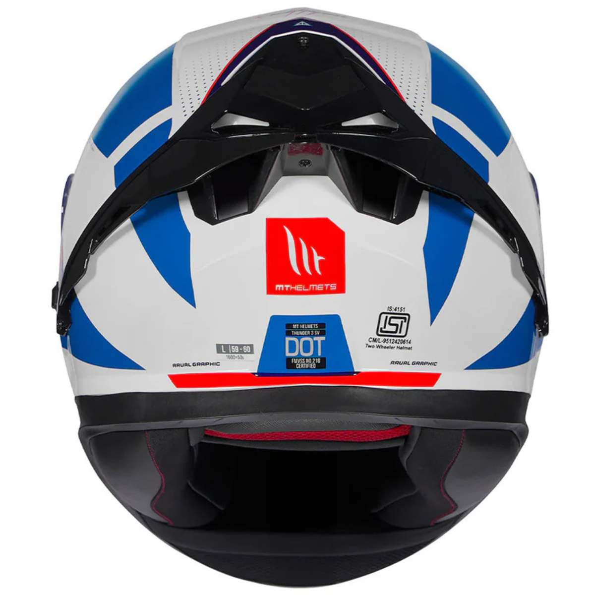 MT Thunder 3 SV Pro Arual A0 Helmet - Gloss White Blue - MT Helmets