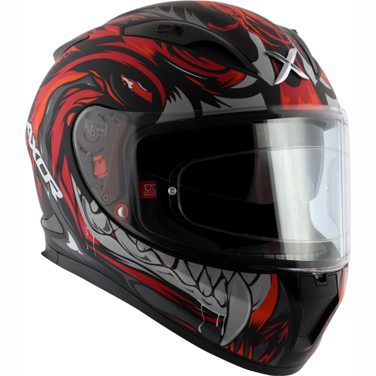 AXOR Street Okami Helmet Dull Black Red - AXOR