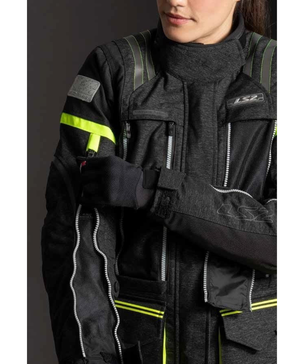 LS2 Nevada Riding Jacket - Black Hi-Viz Green