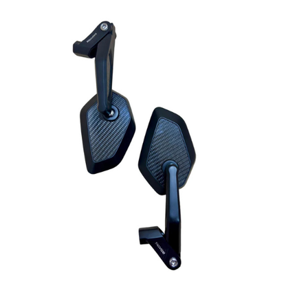 Moto Arch Universal Carbon Fiber CNC Aluminium Alloy Adjustable Rear View Mirror - White Glass