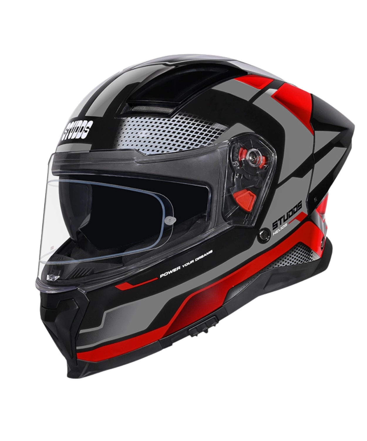 Studds Helios D1 Asphalt Decor Graphics Helmet - Gloss Black Grey Red N2