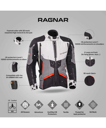 Ixon Ragnar Riding Jacket - Black Grey Red