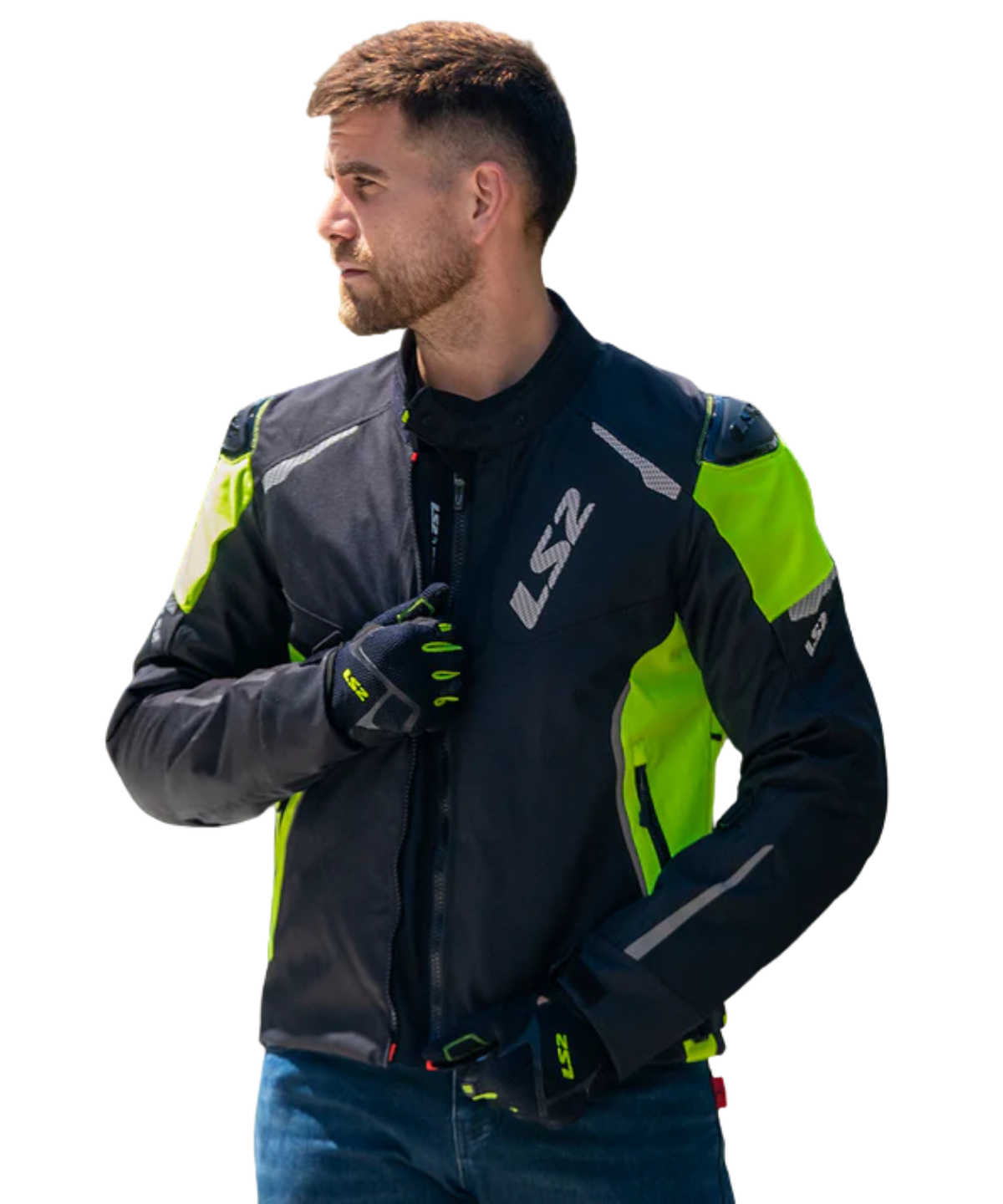 LS2 Zoom Man Riding Jacket - Black Yellow - LS2