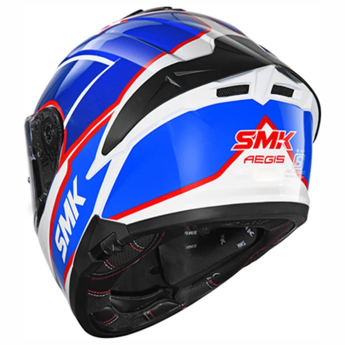 SMK Typhoon Aegis GRPS GL153 Full Face Helmet - Gloss White Blue Red - SMK